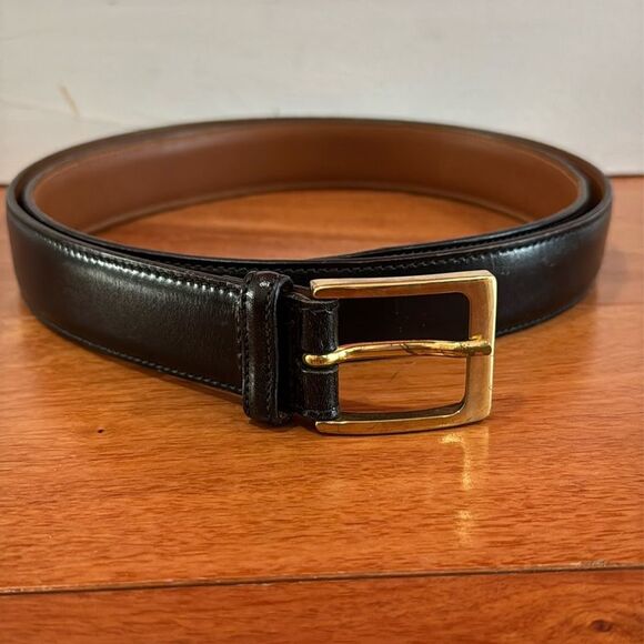 TRAFALGAR Hand Polished Cortina Leather Dress Belt Men's 42 104 Black - Picture 1 of 9